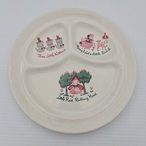 1945 -Little Kittens Mary/Lamp Red Riding Hood Walker China Divided Childs Plate
